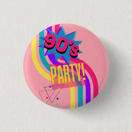 Retro 90er Party Rosa Nostalgischer Geburtstag Button