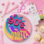 Retro 90er Party Rosa Nostalgischer Geburtstag Pappteller (Party)