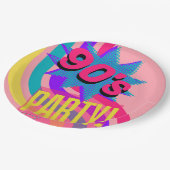 Retro 90er Party Rosa Nostalgischer Geburtstag Pappteller (Schrägansicht)