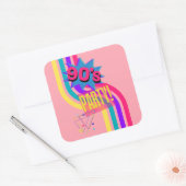 Retro 90er Party Rosa Nostalgischer Geburtstag Quadratischer Aufkleber (Umschlag)