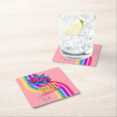 Retro 90er Party Rosa Nostalgischer Geburtstag Rechteckiger Pappuntersetzer (Vor Ort)