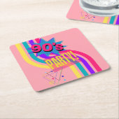 Retro 90er Party Rosa Nostalgischer Geburtstag Rechteckiger Pappuntersetzer (angewinkelt)