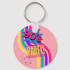 Retro 90er Party Rosa Nostalgischer Geburtstag Schlüsselanhänger