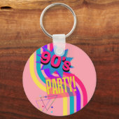 Retro 90er Party Rosa Nostalgischer Geburtstag Schlüsselanhänger (Vorderseite)