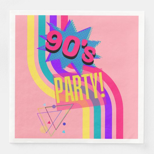 Retro 90er Party Rosa Nostalgischer Geburtstag Serviette (Vorderseite)