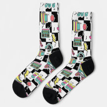 Retro-90er-Rollschuh-Muster-Socken