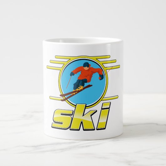 Retro 90er-Ski-Logo Jumbo-Tasse (Vorderseite)