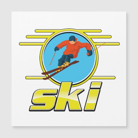 Retro 90er-Ski-Logo Magnetkarte (Vorderseite)