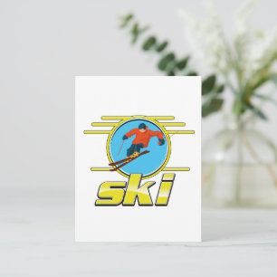 Retro 90er-Ski-Logo Postkarte