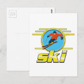Retro 90er-Ski-Logo Postkarte (Vorne/Hinten)