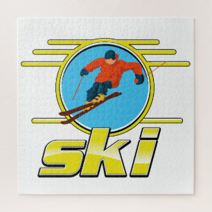 Retro 90er-Ski-Logo Puzzle