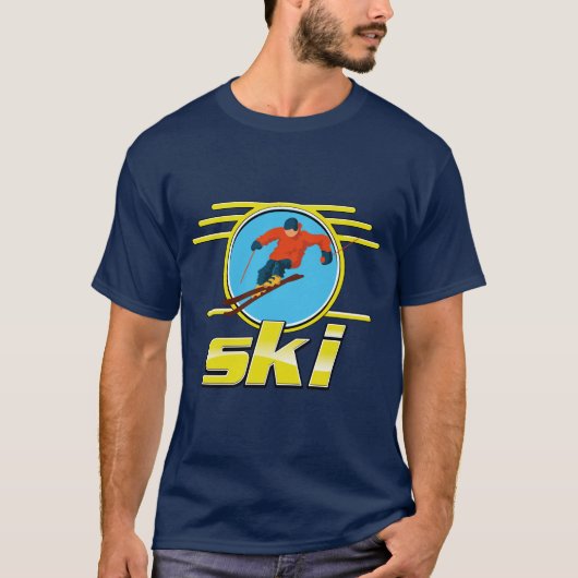 Retro 90er-Ski-Logo T-Shirt (Vorderseite)