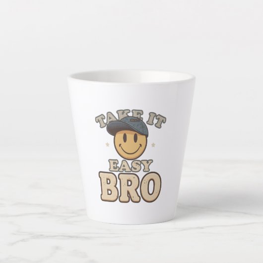 Retro-90er Smiley mit Hut Milchtasse (Vorderseite)