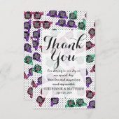 Retro-90er-Sonnenbrille in rosa Aquamarinen Lila Dankeskarte (Vorne/Hinten)