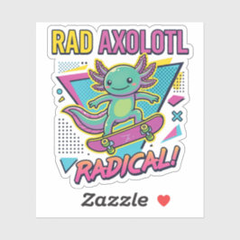 Retro 90er Stil Axolotl Skateboard Rad neon Aufkleber