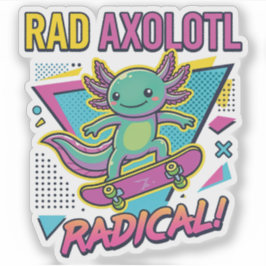 Retro 90er Stil Axolotl Skateboard Rad neon Aufkleber