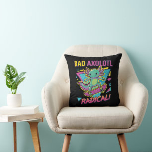 Retro 90er Style Axolotl Skateboard Rad Neon Kissen