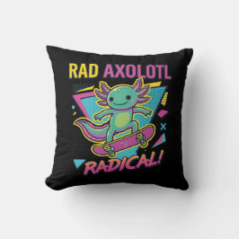 Retro 90er Style Axolotl Skateboard Rad Neon Kissen
