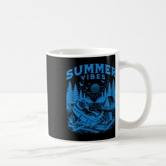 Retro 90er Summer Vibes Cat Camping Funny Cat Meme Kaffeetasse (Rechts)