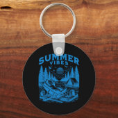 Retro 90er Summer Vibes Cat Camping Funny Cat Meme Schlüsselanhänger (Vorderseite)