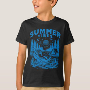 Retro 90er Summer Vibes Cat Camping Funny Cat Meme T-Shirt