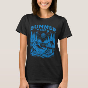 Retro 90er Summer Vibes Cat Camping Funny Cat Meme T-Shirt