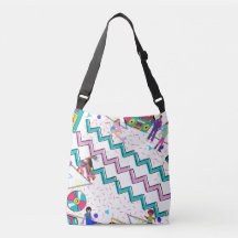 Retro 90er Tote Tasche / Skate / Boombox / farbenf