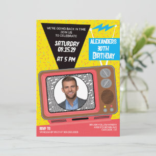 Retro-90er-TV-Geburtstagsfeier-Einladung Einladung