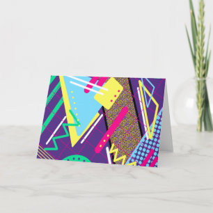 Retro-'90er-Vibe-Muster Neunziger Lila Gelb Karte