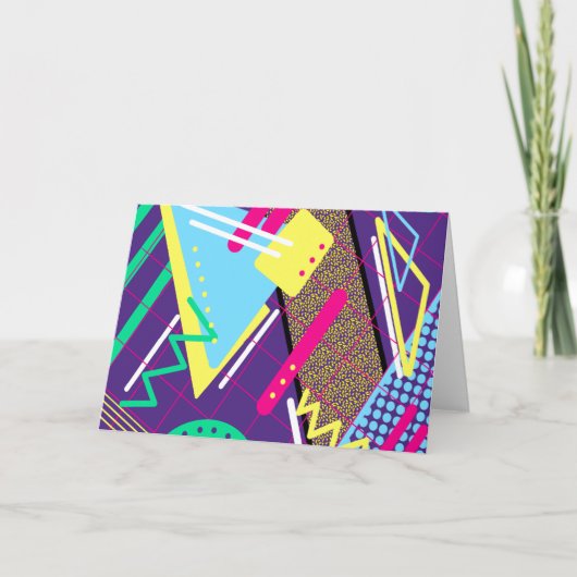 Retro '90er Vibe Pattern 90er Lila Gelb Karte (Vorderseite)