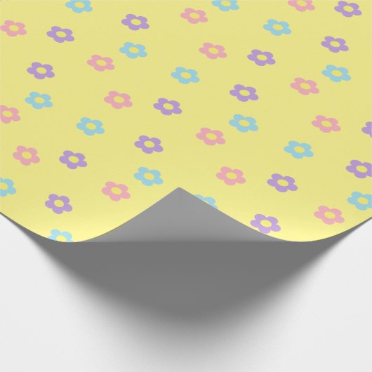 Retro 90er Y2k Pastel Blume Gelb Geschenkpapier (Ecke)
