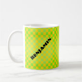 Retro 90er Zitronengelb Limettengrün Karomuster Kaffeetasse (Links)