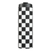 Retro 90s 00s Black and White Checkered Pattern Thermosbecher (Vorderseite)