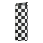 Retro 90s 00s Black and White Checkered Pattern Thermosbecher (Nach links gedreht)