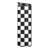 Retro 90s 00s Black and White Checkered Pattern Thermosbecher (Nach rechts gedreht)