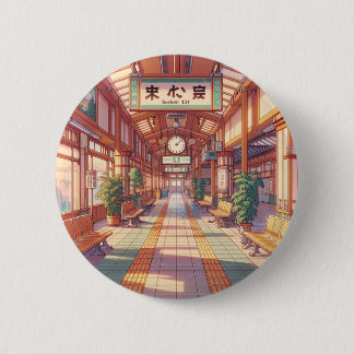 Retro 90s Anime Japan Bahnhof Button