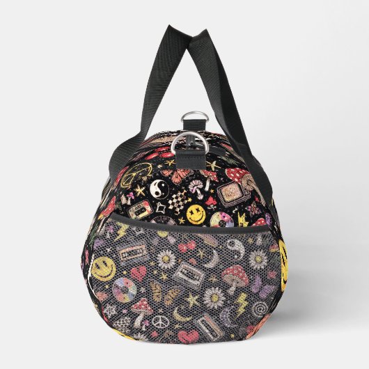Retro 90s Celestial Psychedelic Pattern with Smile Duffle Bag (Rechts)