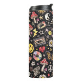 Retro 90s Celestial Psychedelic Pattern with Smile Thermosbecher (Nach links gedreht)