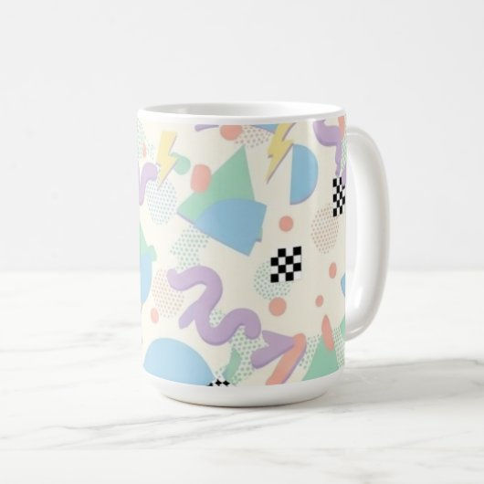 Retro 90s Memphis Aesthetic Pattern Latte Mug Kaffeetasse (VorderseiteRechts)