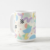 Retro 90s Memphis Aesthetic Pattern Latte Mug Kaffeetasse (Vorderseite Links)