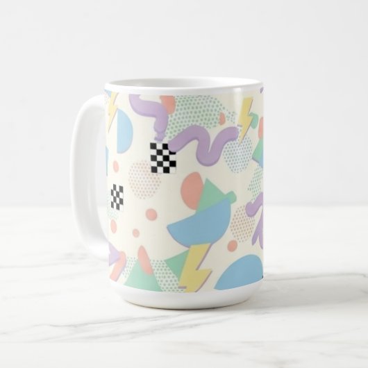 Retro 90s Memphis Aesthetic Pattern Latte Mug Kaffeetasse (Vorderseite Links)