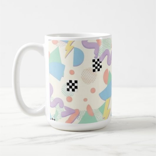 Retro 90s Memphis Aesthetic Pattern Latte Mug Kaffeetasse (Links)