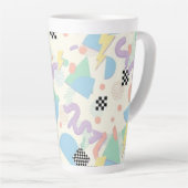 Retro 90s Memphis Aesthetic Pattern Latte Mug Milchtasse (Rechte Ecke)