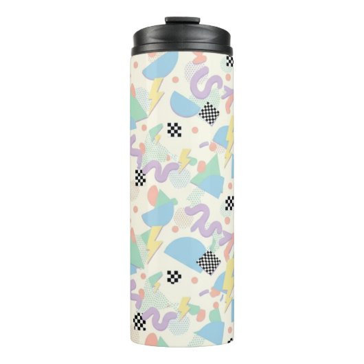 Retro 90s Memphis Aesthetic Pattern Latte Mug Thermosbecher (Vorderseite)
