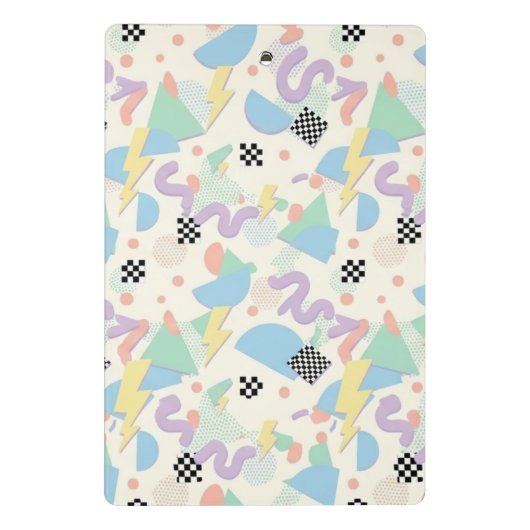 Retro 90s Memphis Aesthetic Pattern Mini Klemmbrett (Rückseite)