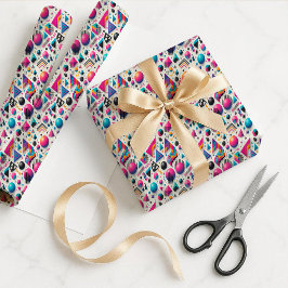 Retro 90s Memphis Geometric Neon Gift Wrap Paper Geschenkpapier