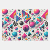 Retro 90s Memphis Geometric Neon Wrapping Bundle Geschenkpapier Set (Vorderseite)