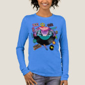 Retro 90s Midnight Wolf & Boombox Circular Collage Tri-Blend Shirt (Vorderseite)