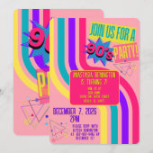 Retro 90's Party Pink Nostalgic Birthday Einladung (Vorne/Hinten)