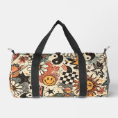 Retro 90s Psychedelic Doodle Pattern with Yin Yang Duffle Bag (Vorderseite)